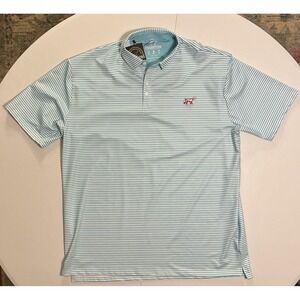 Fieldstone Golf Polo Shirt Striped Blue White Performance Dog Logo Mens 2XL